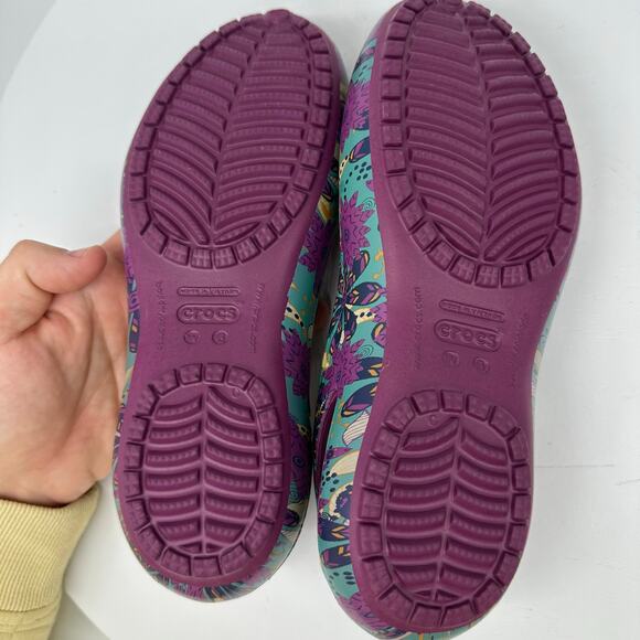 Crocs Kadee Floral Purple and Blue Slip On Rubber Ballet Flat Womens Size 6 - Picture 12 of 12